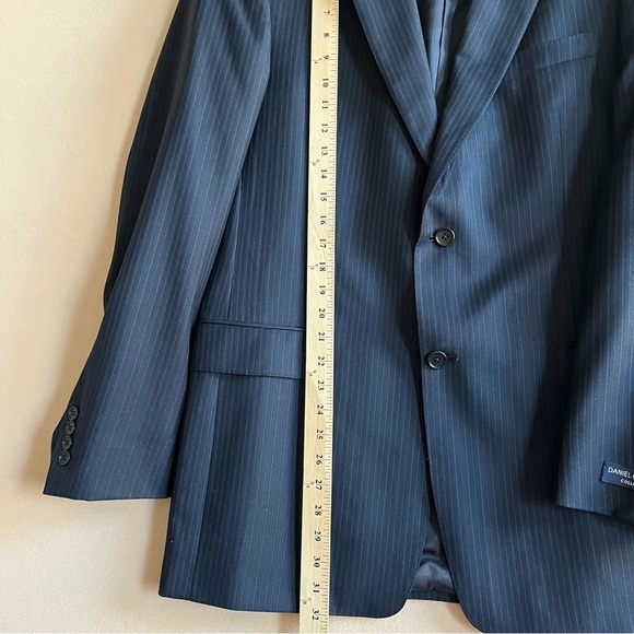 Loro Piana Daniel Cremieux Navy Stripe Suit Jacket Blazer Size 42L - Picture 13 of 14